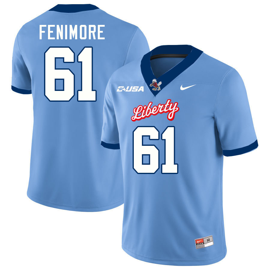 Liberty Flames #61 Aaron Fenimore College Football Jerseys Stitched-Light Blue